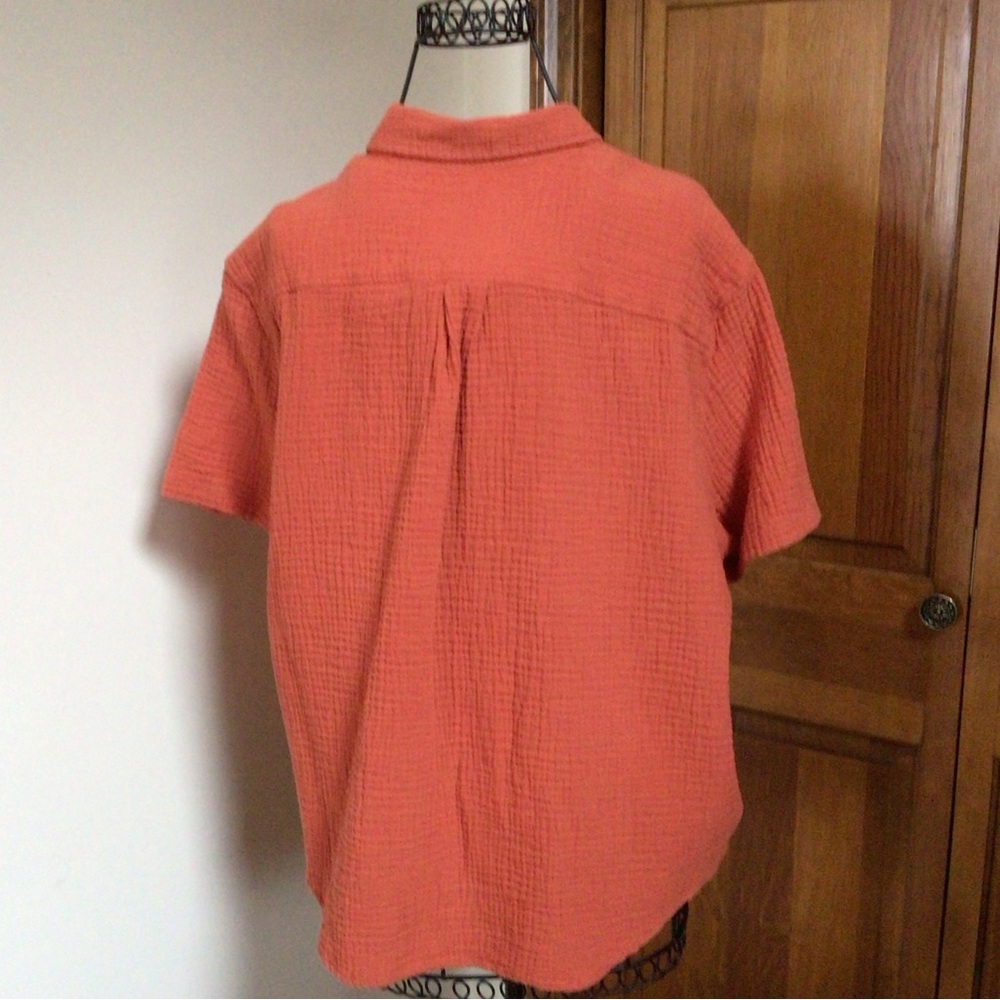 target pride top button front short sleeve gauzy cotton Orange rainbow, XL - Picture 6 of 6